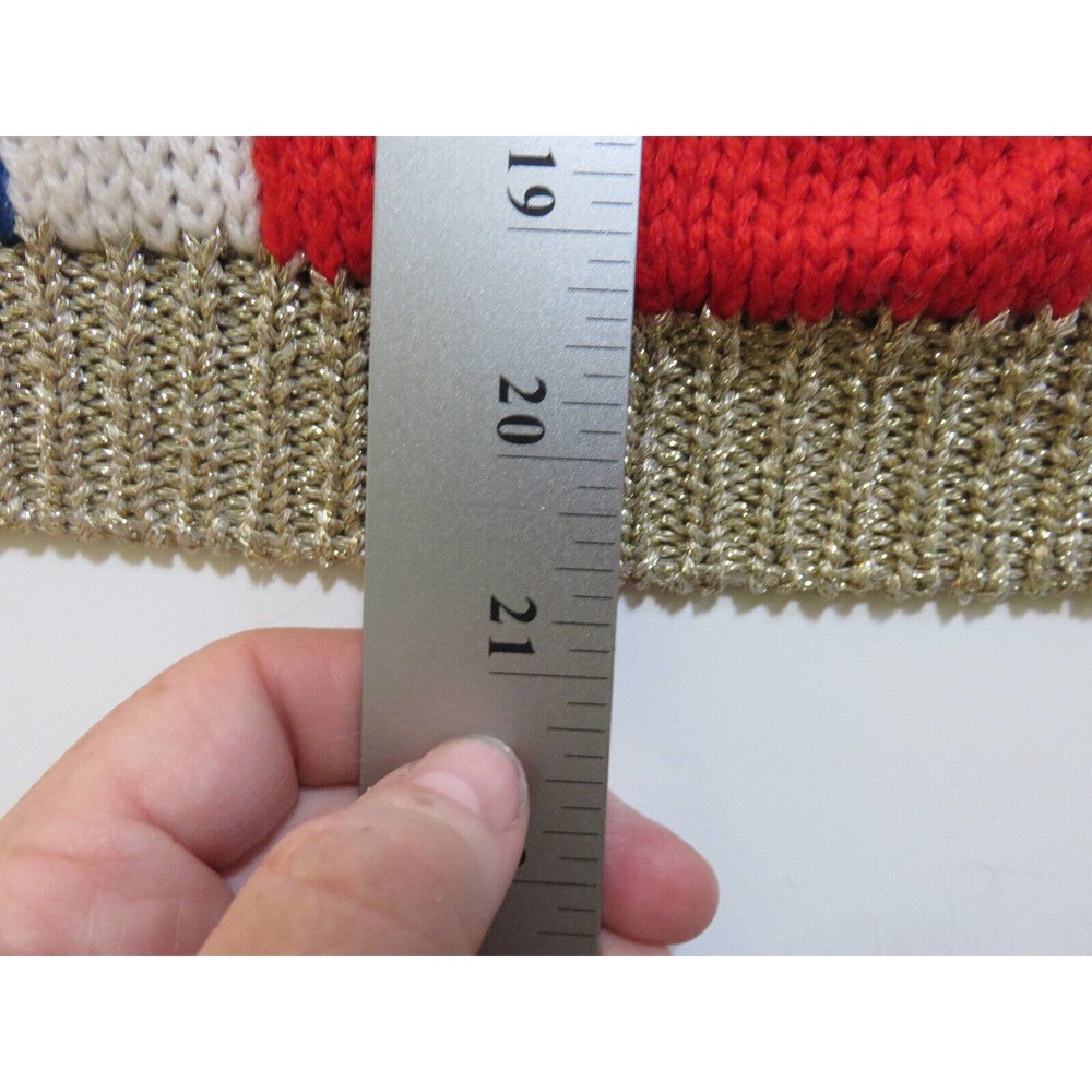 Topshop Union Jack Flag Sweater Gold Metallic Trim Red White Blue Size M NEW - Picture 3 of 15